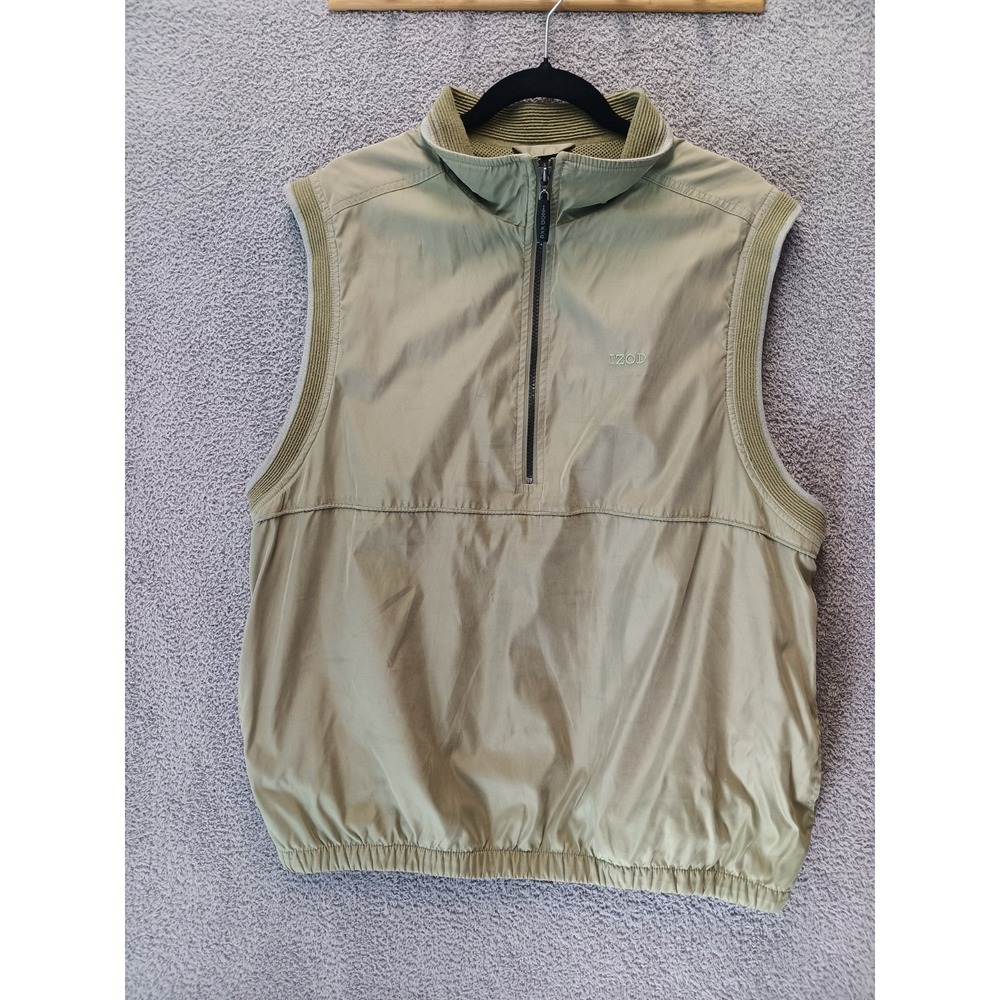 IZOD XFG Men's Utility Vest Size L Khaki Zip Front Lightweight Lined